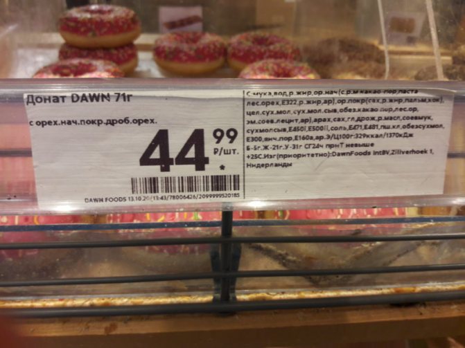 состав и цена пончика